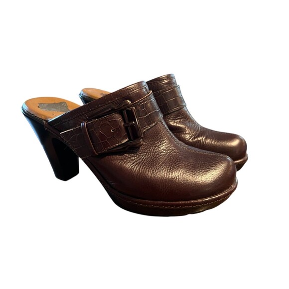 Sofft Platform Mules Clogs w Buckle Size 8.5 Dark Brown Raisin Leather Y2K - Picture 13 of 14